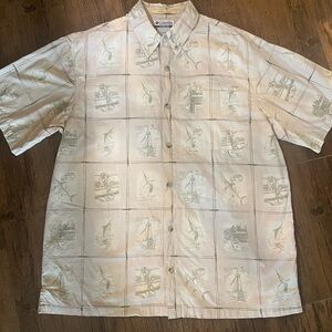 Columbia Men's Beige Graphic Short Sleeve Shirt L
